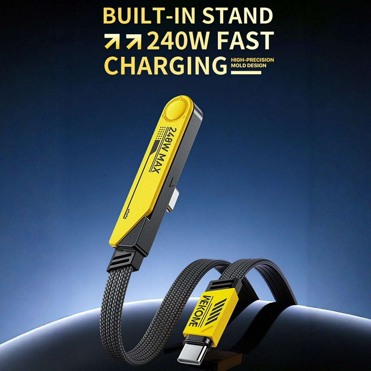 240W USB C Fast Charging Cable with Foldable Phone Stand