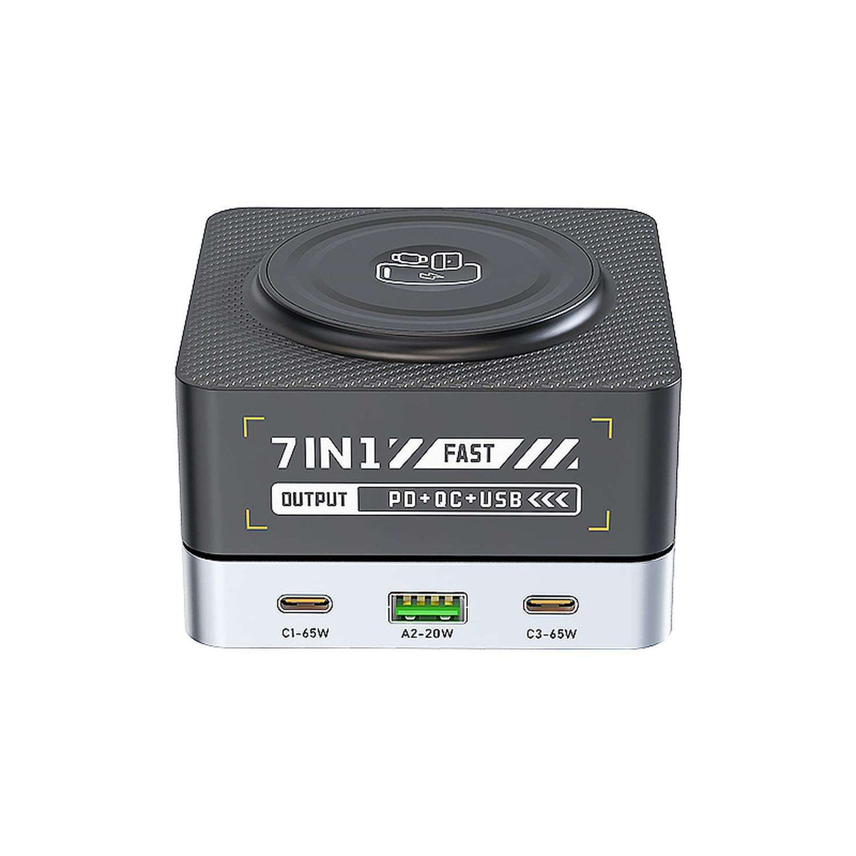65W 7-in-1 Desktop Charger with Magnetic Wireless Charging & Multi USB C Ports