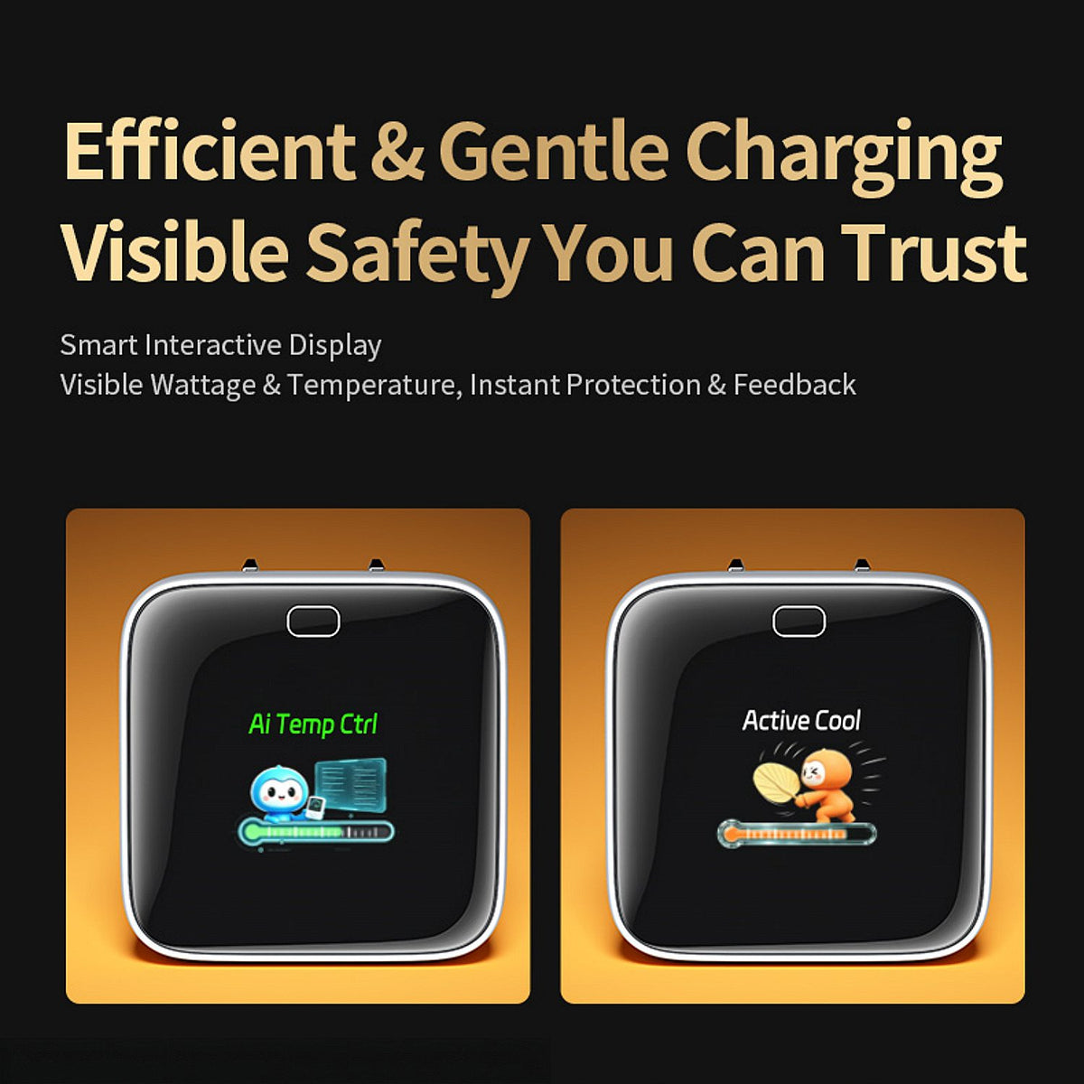 45W Smart Display USB C Fast Charger with Foldable Plug