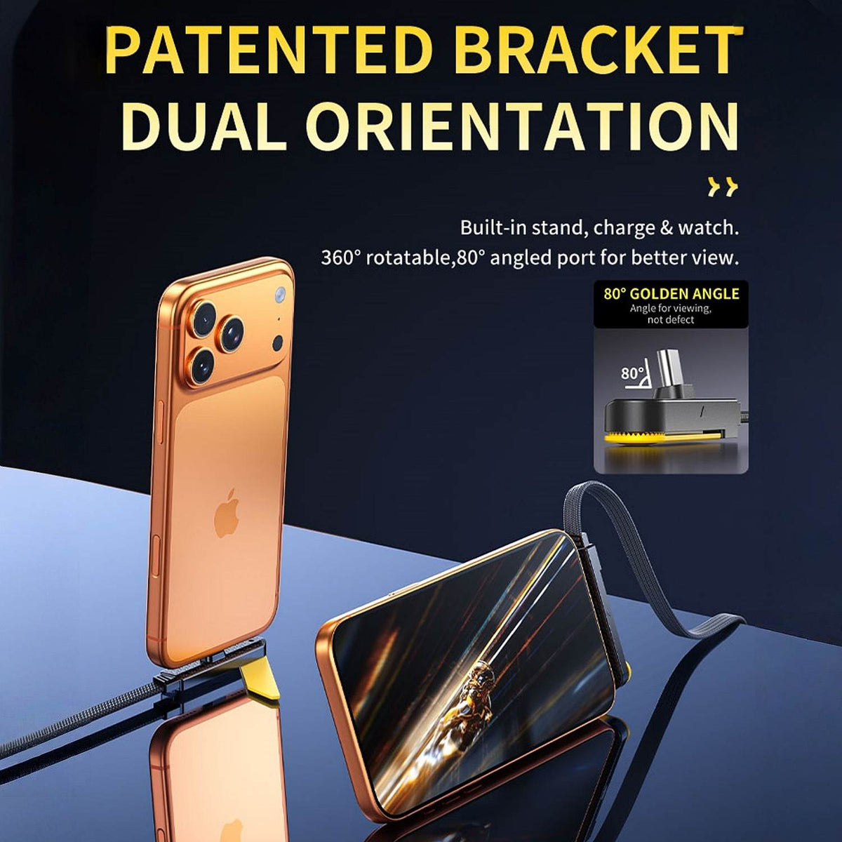 240W USB C Fast Charging Cable with Foldable Phone Stand