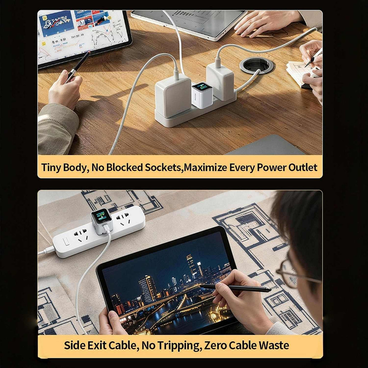 45W Smart Display USB C Fast Charger with Foldable Plug