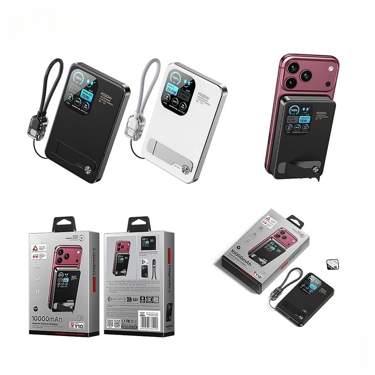 10000mAh Magnetic Wireless Power Bank TFT Screen