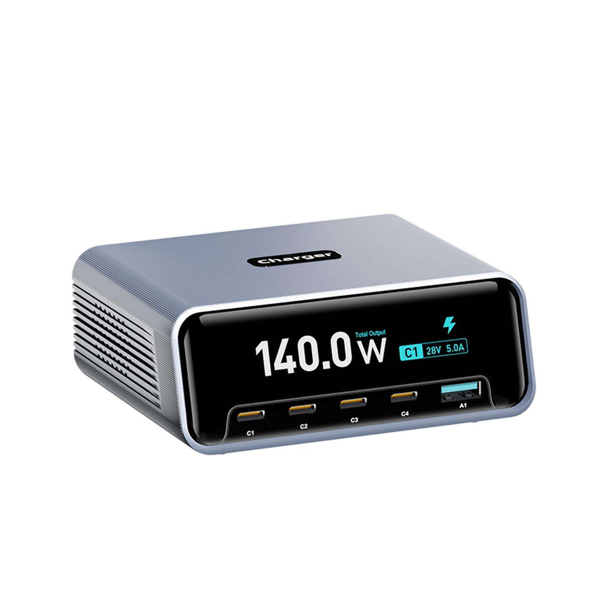 140W GaN USB C Desktop Charger with Smart Digital Display