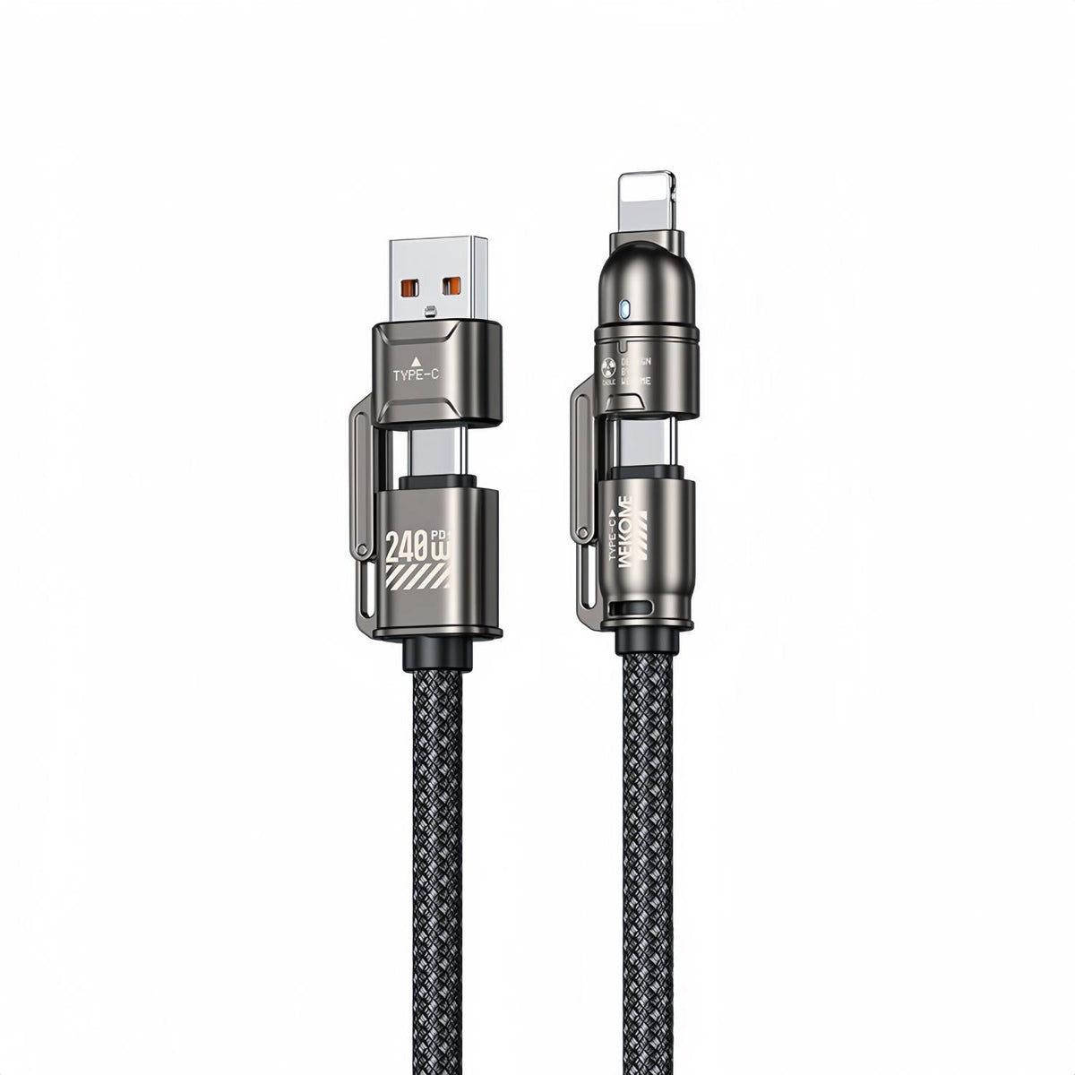 240W 4-in-1 Braided USB C Cable with Zinc Alloy Connectors