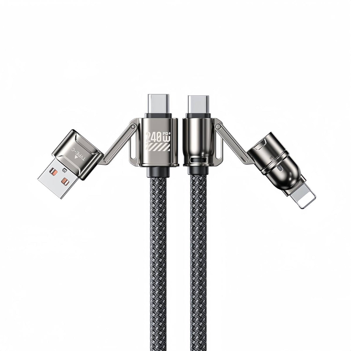 240W 4-in-1 Braided USB C Cable with Zinc Alloy Connectors