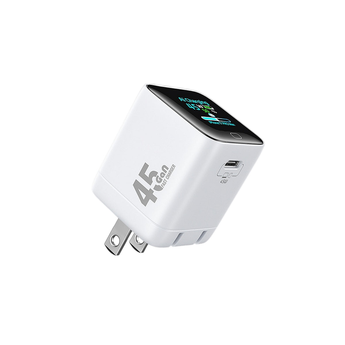 45W Smart Display USB C Fast Charger with Foldable Plug