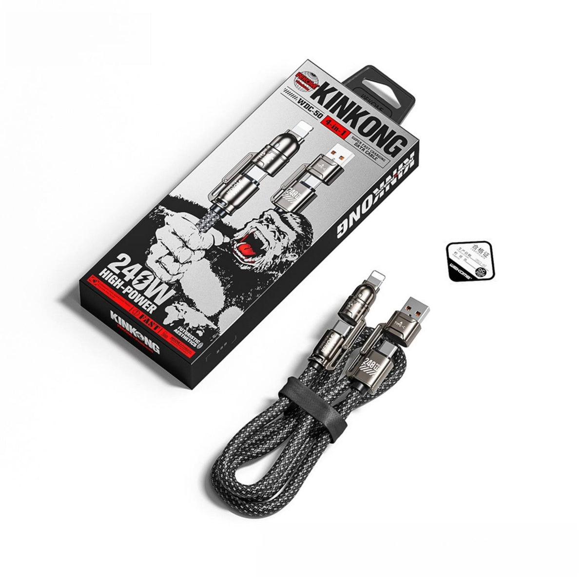 240W 4-in-1 Braided USB C Cable with Zinc Alloy Connectors