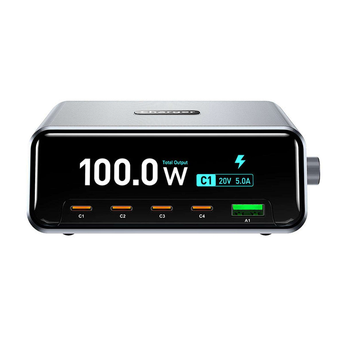 100W 5-Port GaN USB C Desktop Charger with LED Digital Display