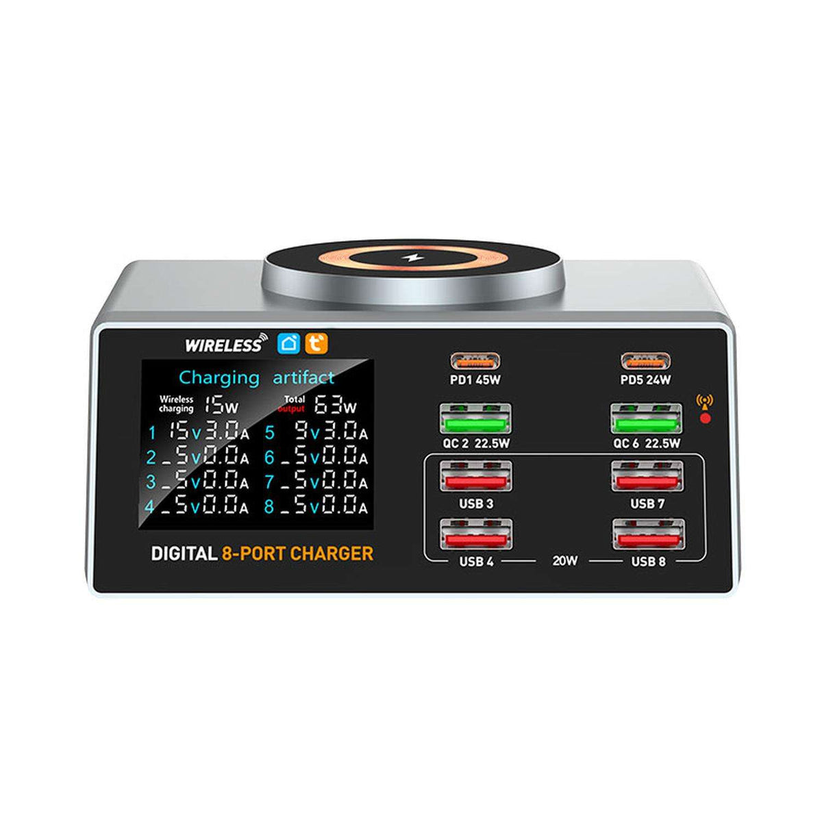 100W Smart Multi Port Charger with Magnetic Wireless & APP Remote Control