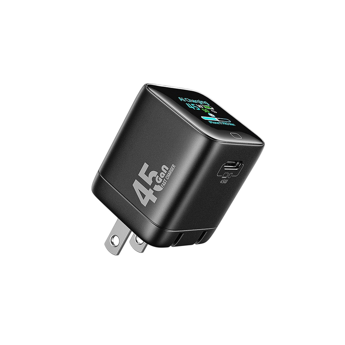 45W Smart Display USB C Fast Charger with Foldable Plug