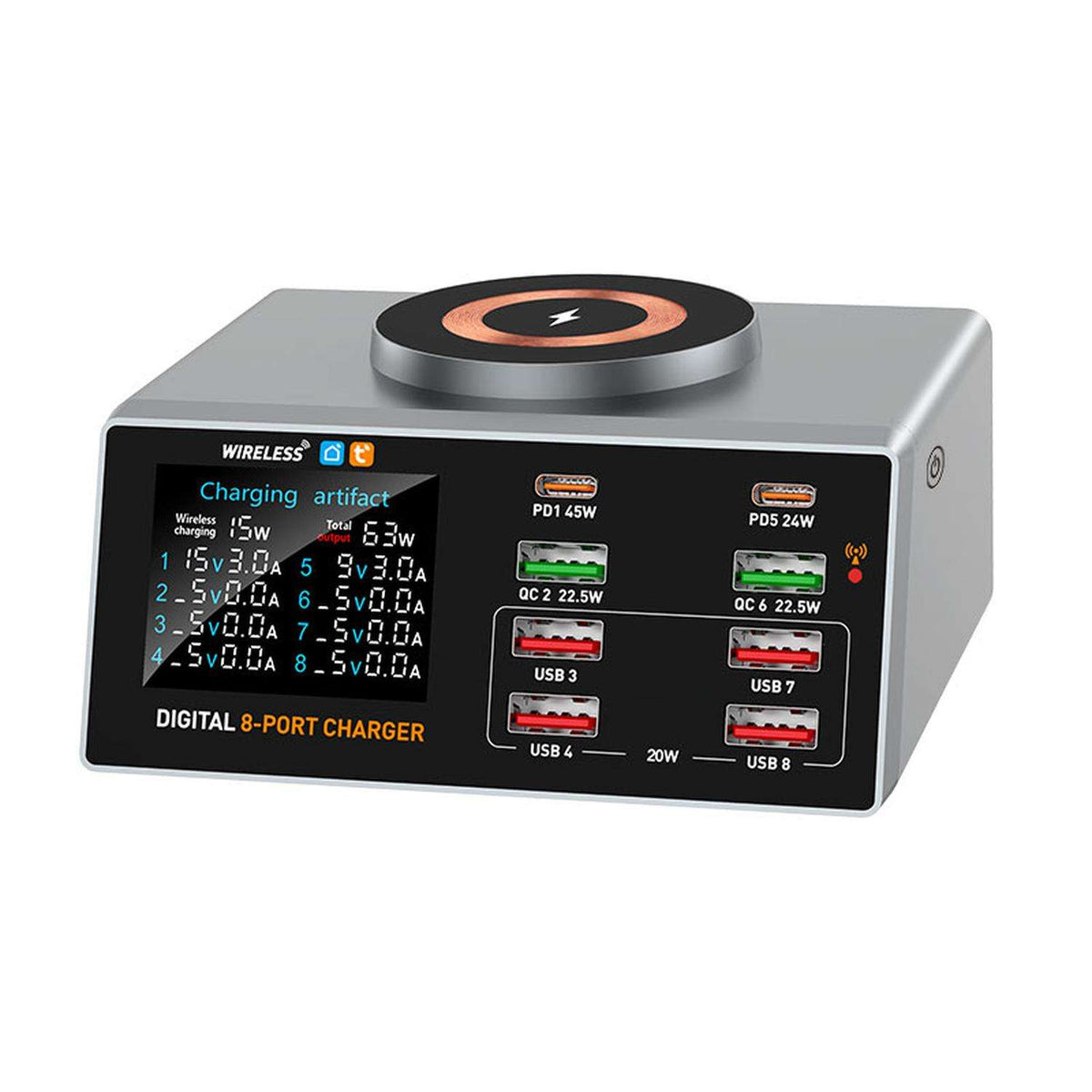 100W Smart Multi Port Charger with Magnetic Wireless & APP Remote Control