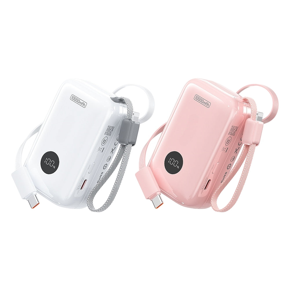 22.5W Fast Charging Power Bank with Built-in Cables & Digital Display