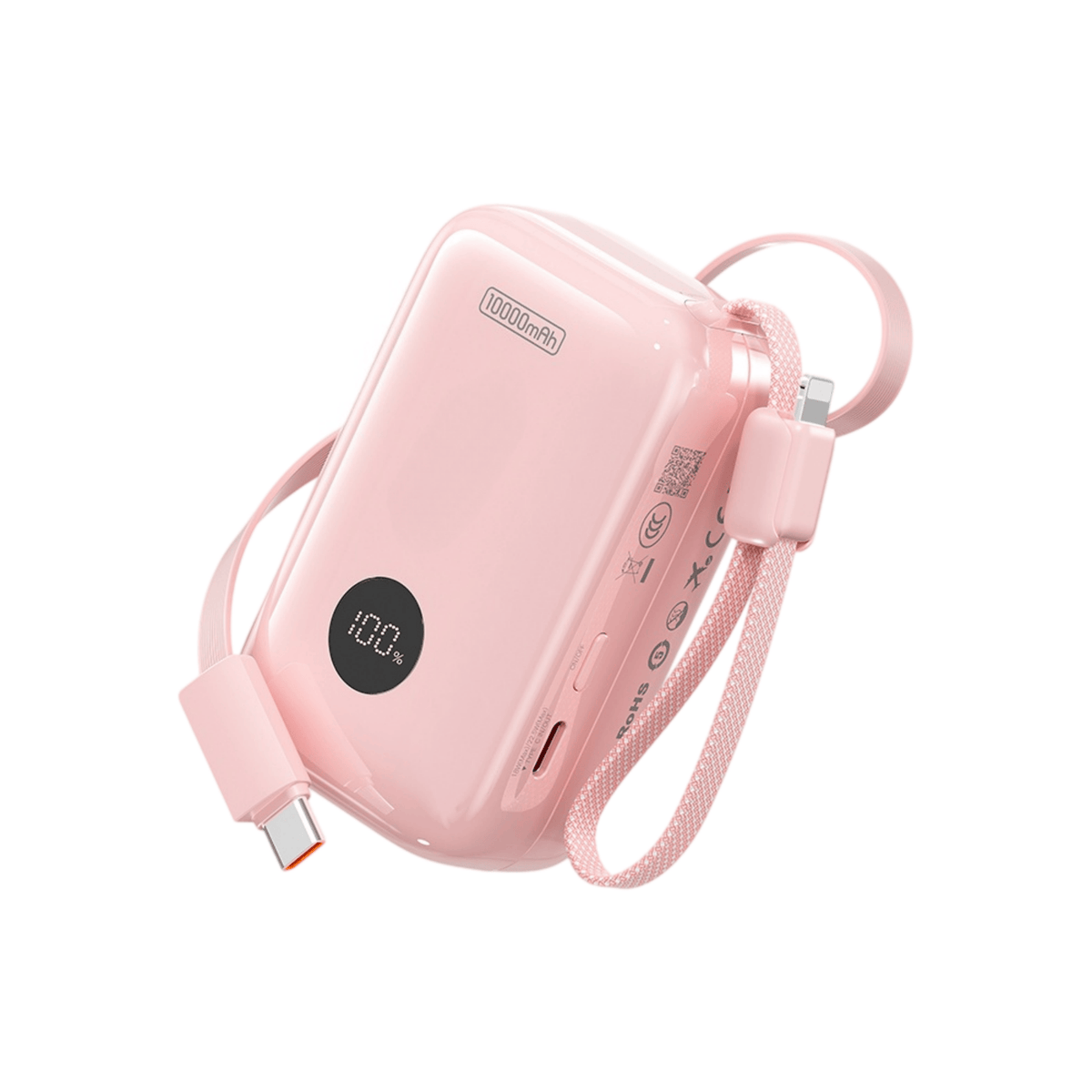 22.5W Fast Charging Power Bank with Built-in Cables & Digital Display