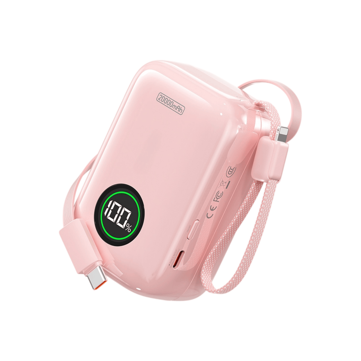 22.5W Fast Charging Power Bank with Built-in Cables & Digital Display