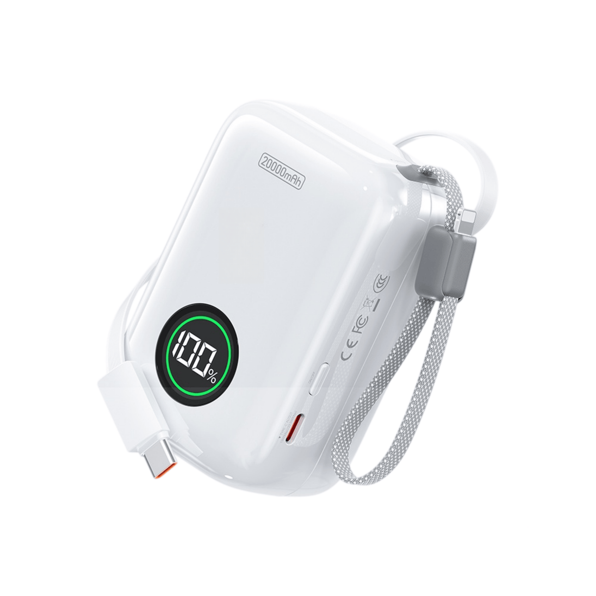 22.5W Fast Charging Power Bank with Built-in Cables & Digital Display