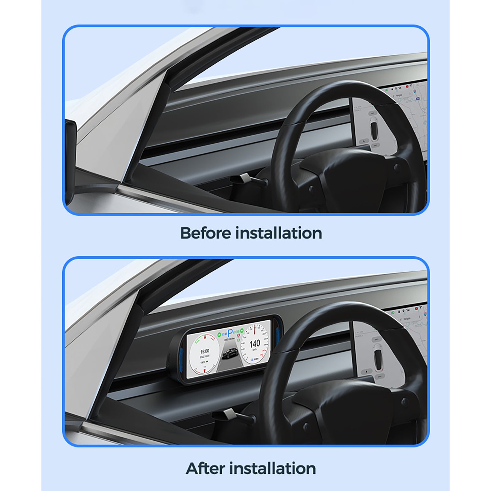 VERKOKAPPA Tesla Heads up Display HUD 2019-2023 Model 3/Y 6.8 Inch HD Resolution IPS Speedometer Display(T10)