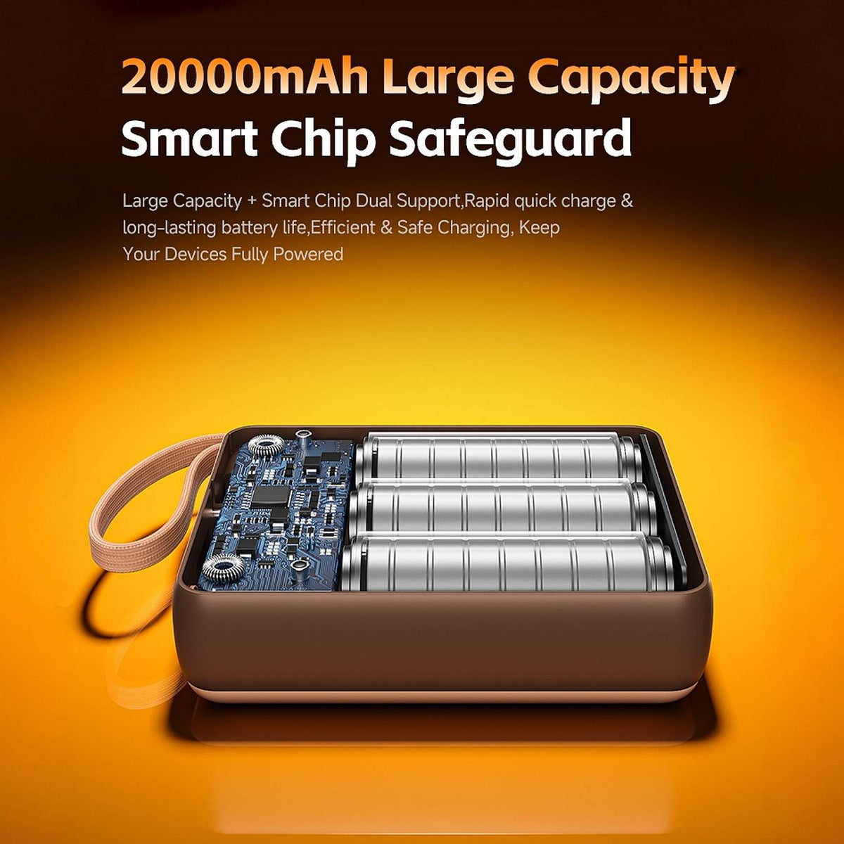 20000mAh 65W Fast Charging Power Bank with Detachable Built-in Cable