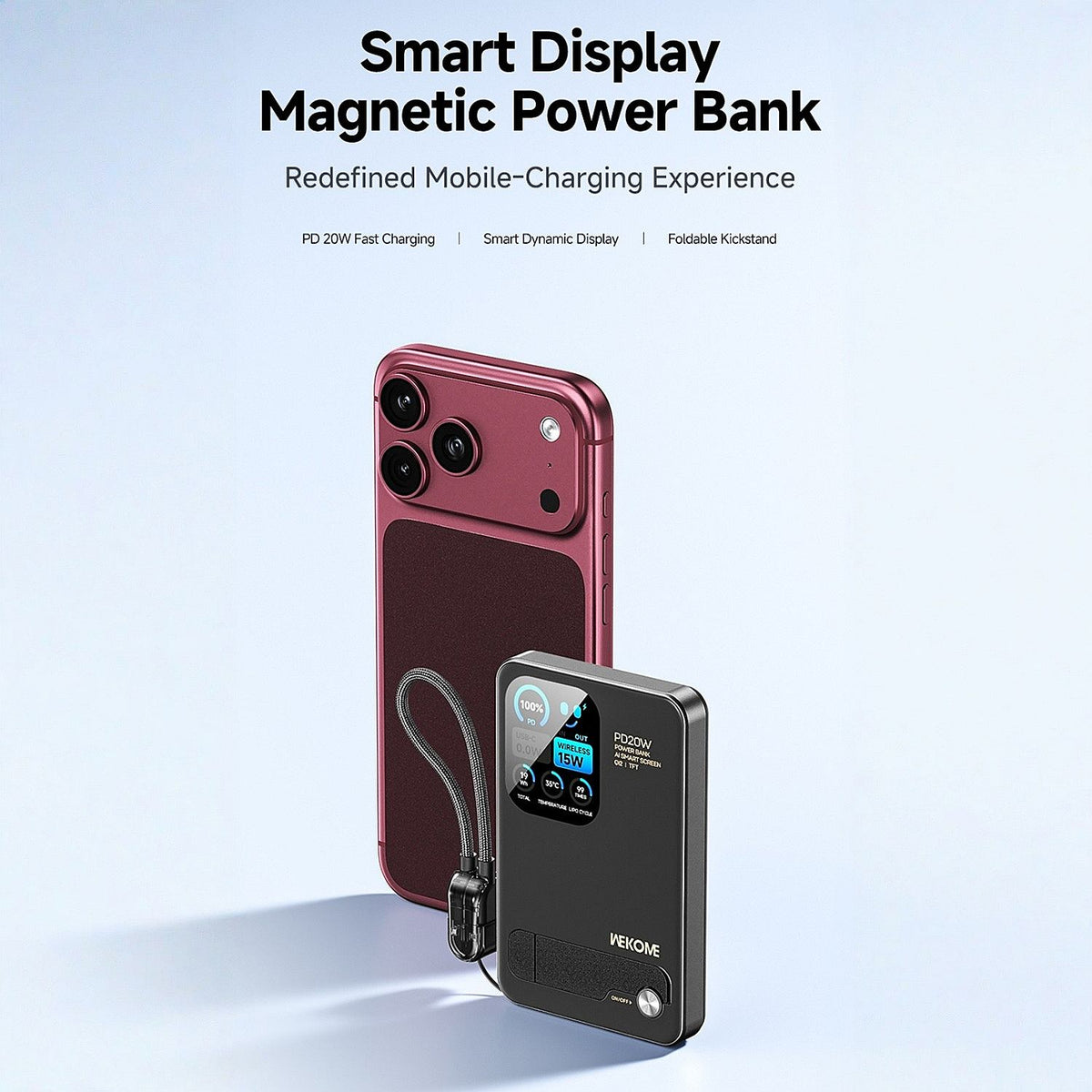 10000mAh Magnetic Wireless Power Bank TFT Screen