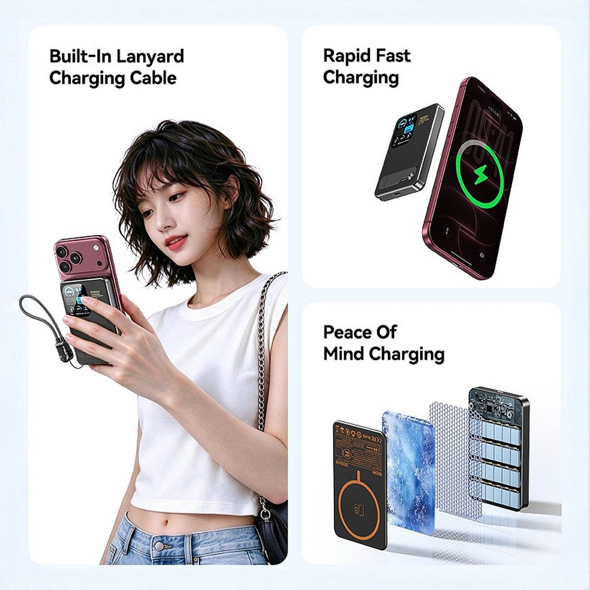 10000mAh Magnetic Wireless Power Bank TFT Screen