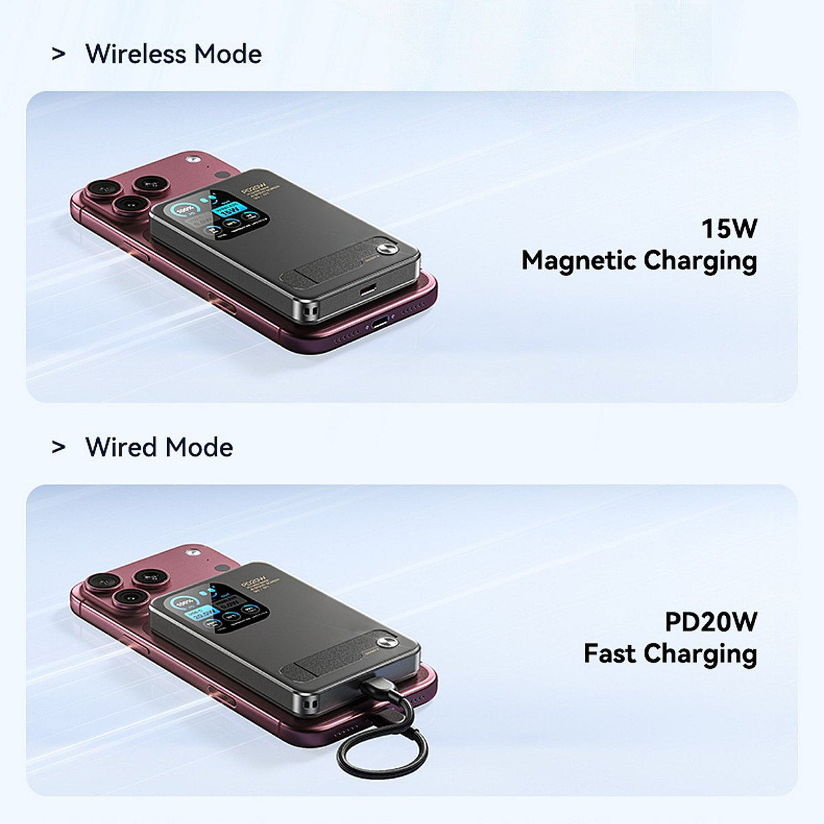 10000mAh Magnetic Wireless Power Bank TFT Screen