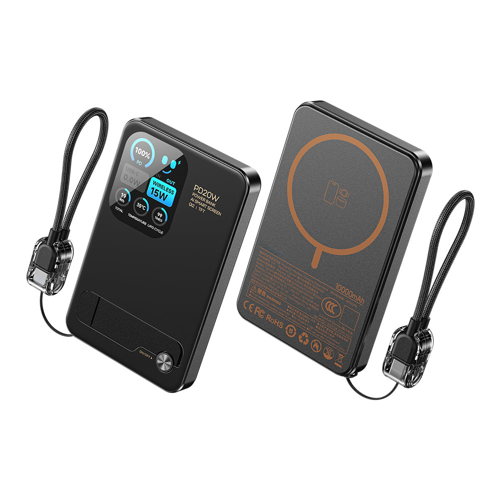 10000mAh Magnetic Wireless Power Bank TFT Screen