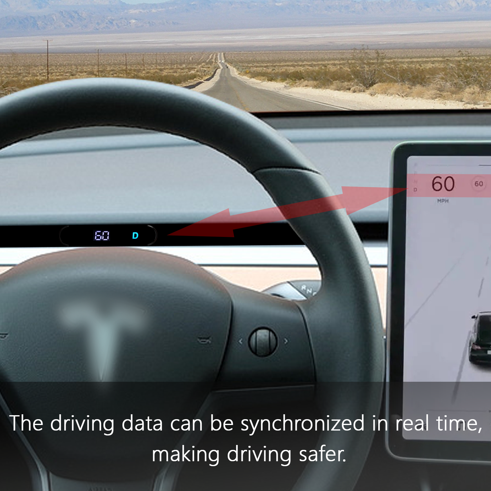 Tesla Heads up Display Mini HUD Model 3/Y 2016-2023 Embedded Design LCD Speedometer Display Speed (X1)
